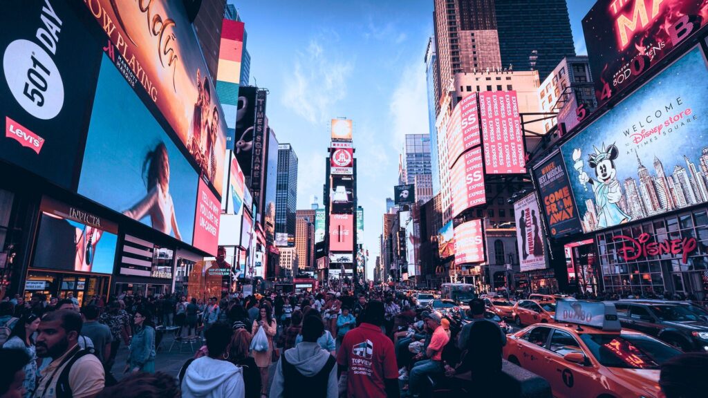 crowded view of times square